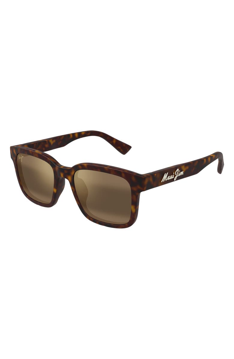 Maui Jim Opiopio AF 54mm PolarizedPlus2<sup
®</sup
Rectangular Sunglasses, Alternate, color, Matte Dark Havana