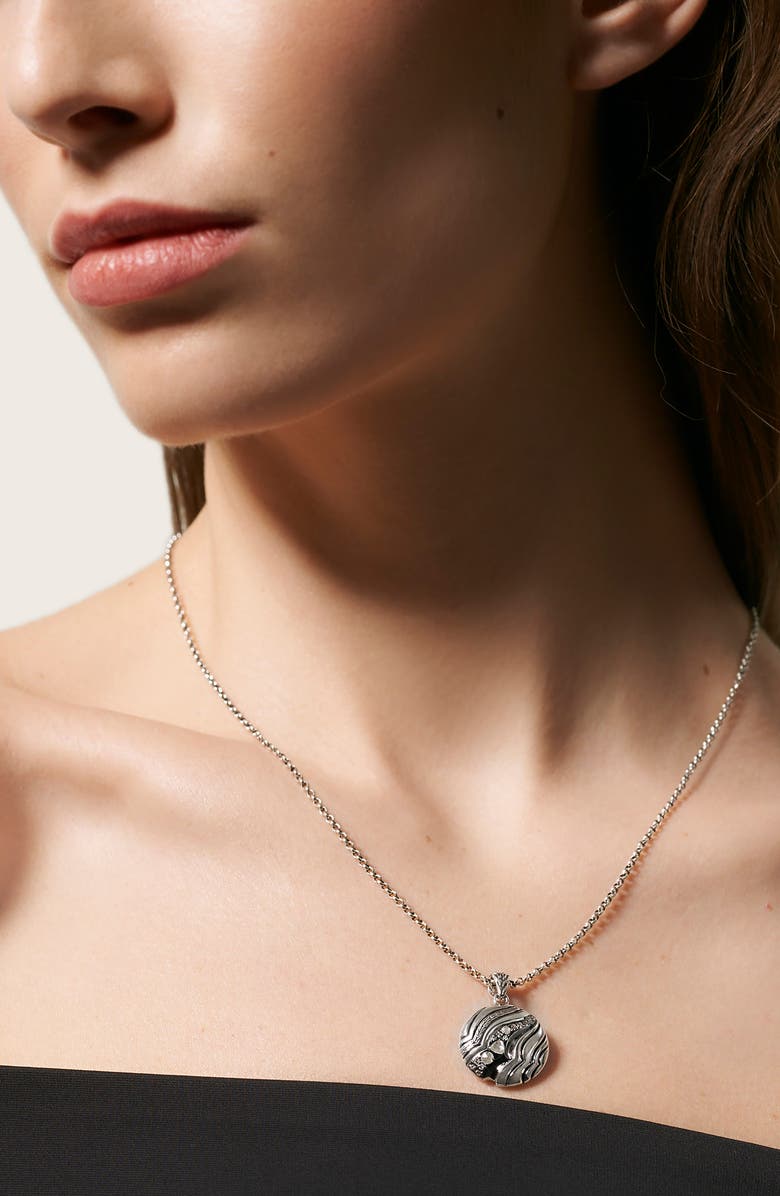 John Hardy Lahar Diamond Circle Pendant Necklace, Alternate, color, 