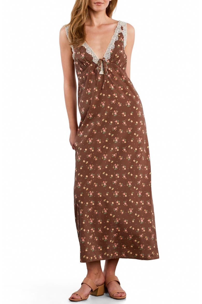 Victorian Sunset Lace Trim Slip Midi Dress, Alternate, color, VINTAGE FLORAL