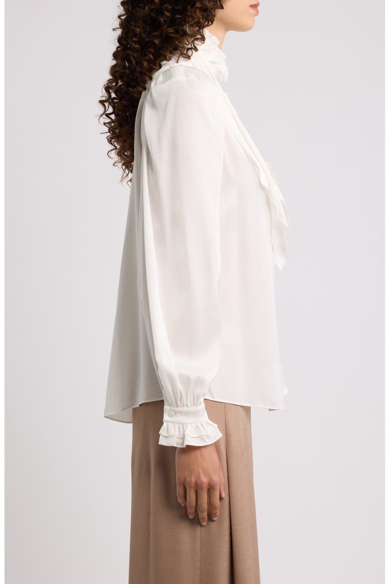 North Tie Neck Silk Blend Blouse, Alternate, color, IVORY