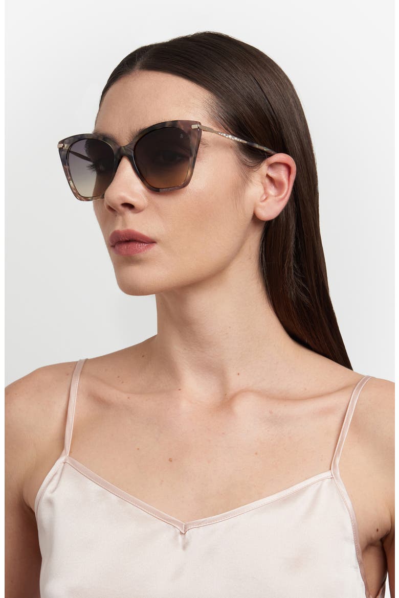 56mm Gradient Cat Eye Sunglasses, Alternate, color, BEIGE GREY HAVANA