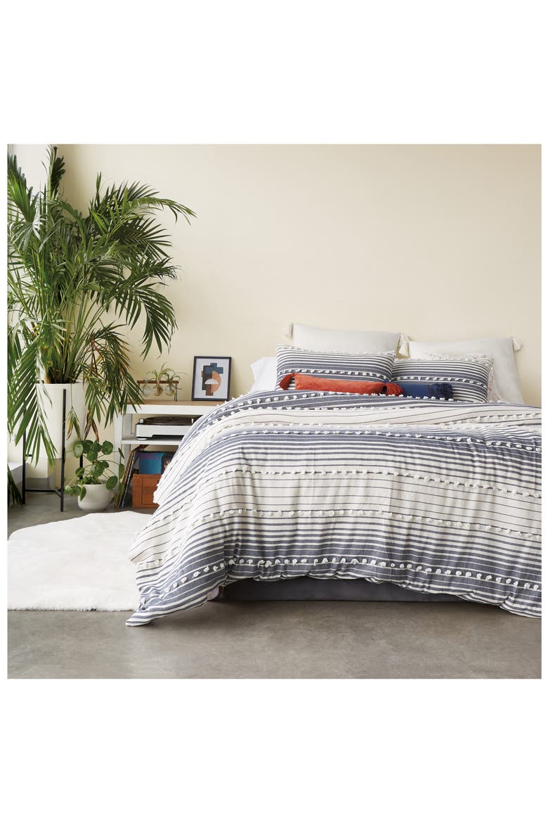 Stripe Tufted Comforter & Shams Set, Alternate, color, GREY/INDIGO