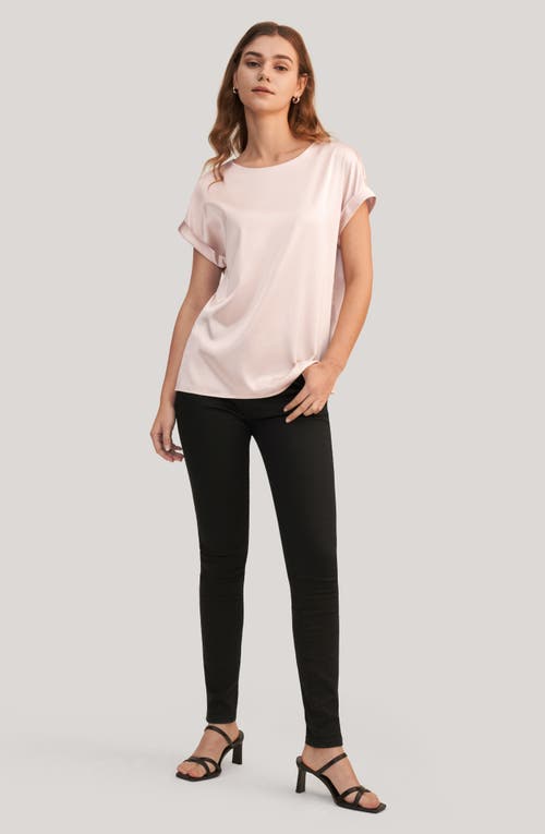Lilysilk Short Sleeves Round Neck Silk Tee In Pale Pink