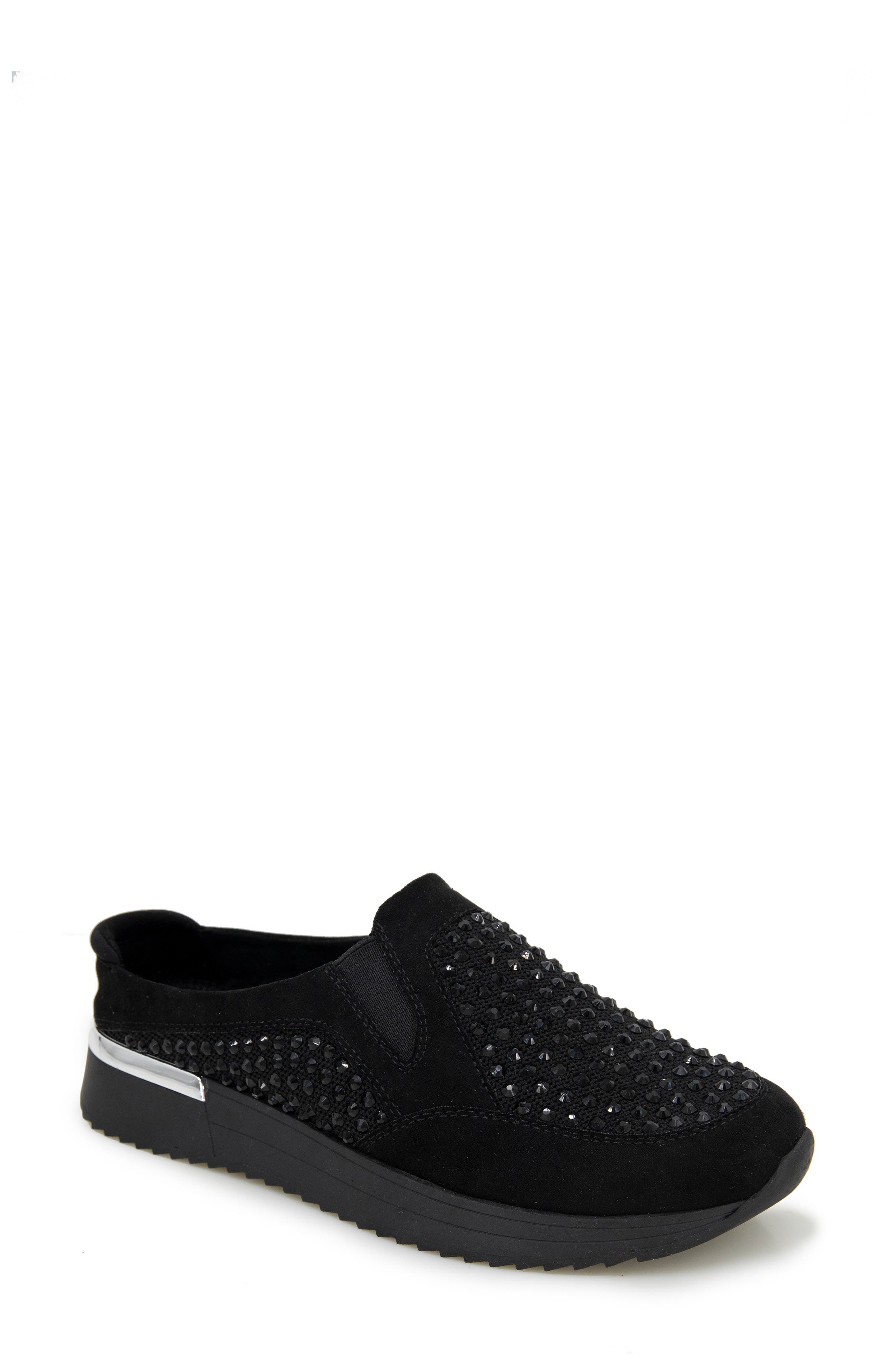 Reaction Kenneth Cole Cameron Rhinestone Sneaker Mule, Main, color, Black Knit