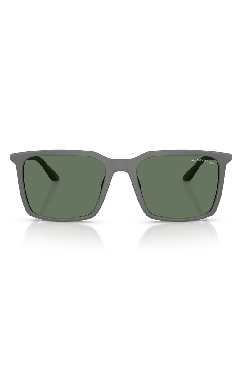 Armani Exchange 55mm Square Sunglasses, Main, color, Matte Grey / Dark Green