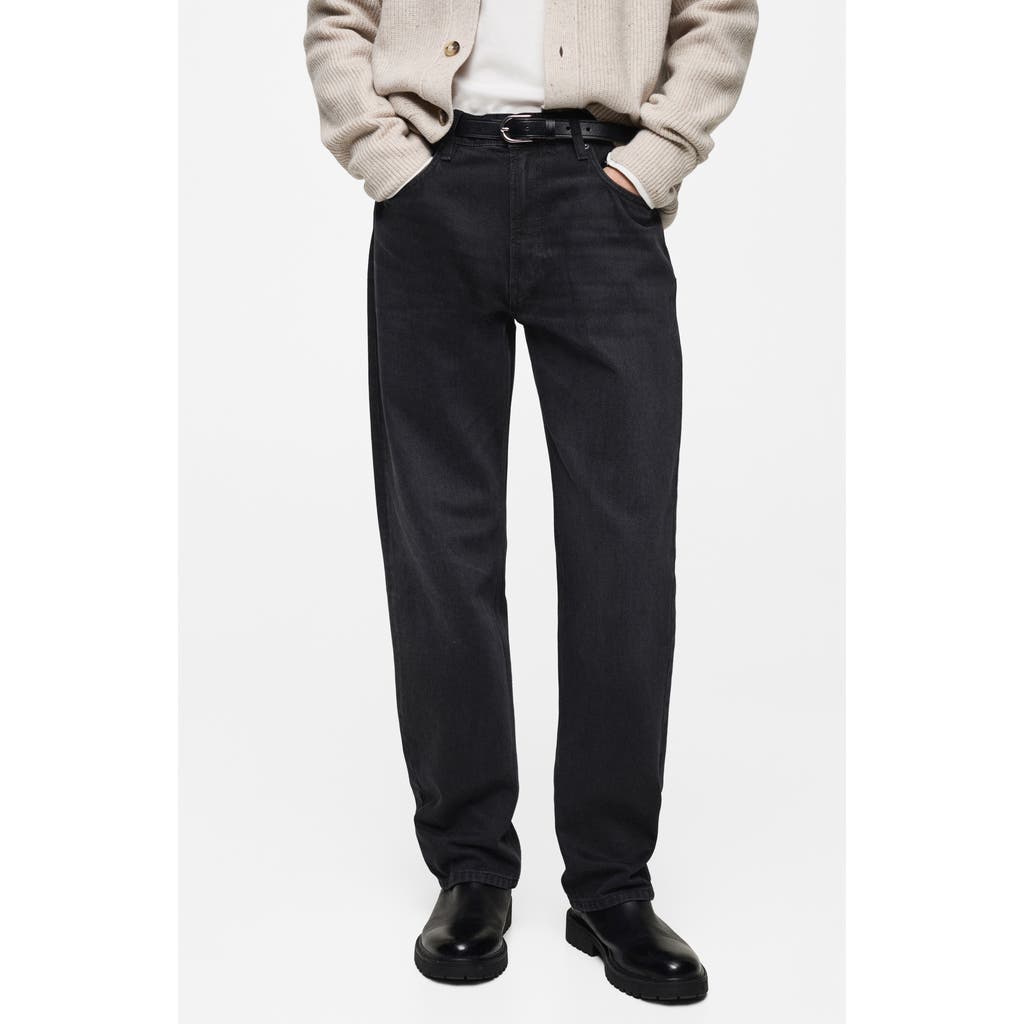 Mango Straight Leg Jeans In Black Denim