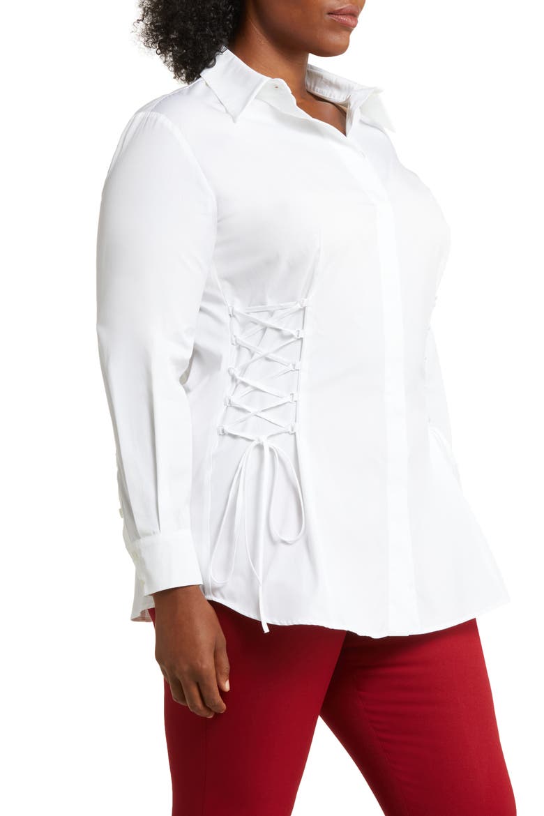 Semifitted Cotton Poplin Tunic Blouse, Alternate, color, WHITE