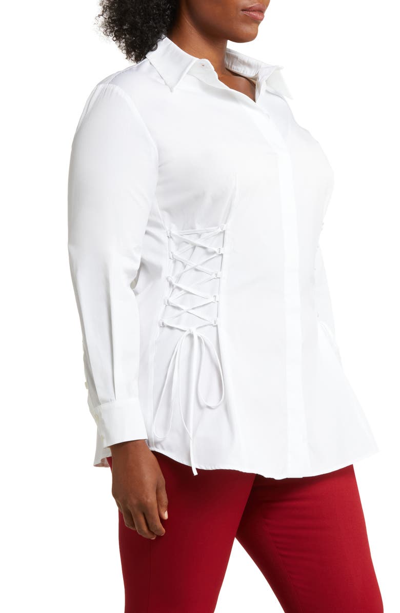 Marina Rinaldi Semifitted Cotton Poplin Tunic Blouse, Alternate, color,