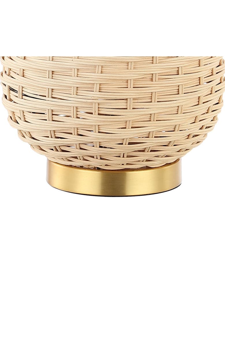 Chakrii Rustic Bohemian Iron/Rattan LED Table Lamp with Pull-Chain, Alternate, color, Light Brown