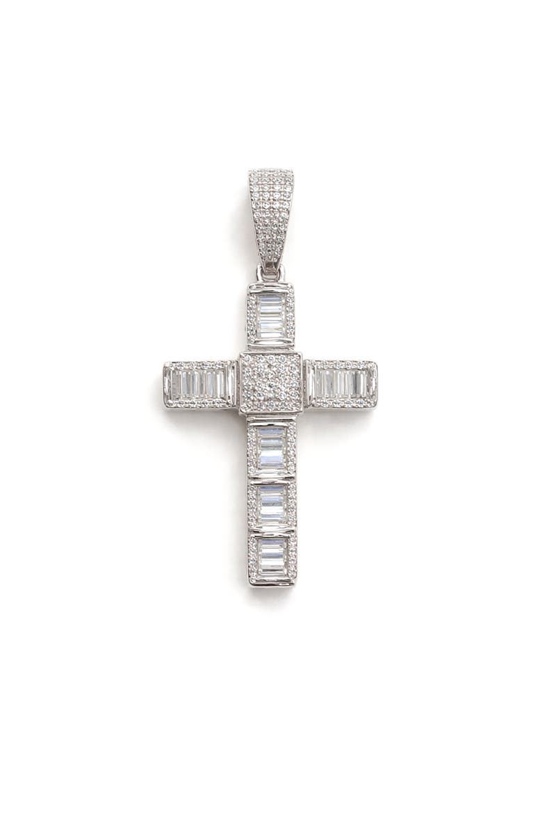 Moissanite Cross Pendant, Main, color, SILVER PLATED