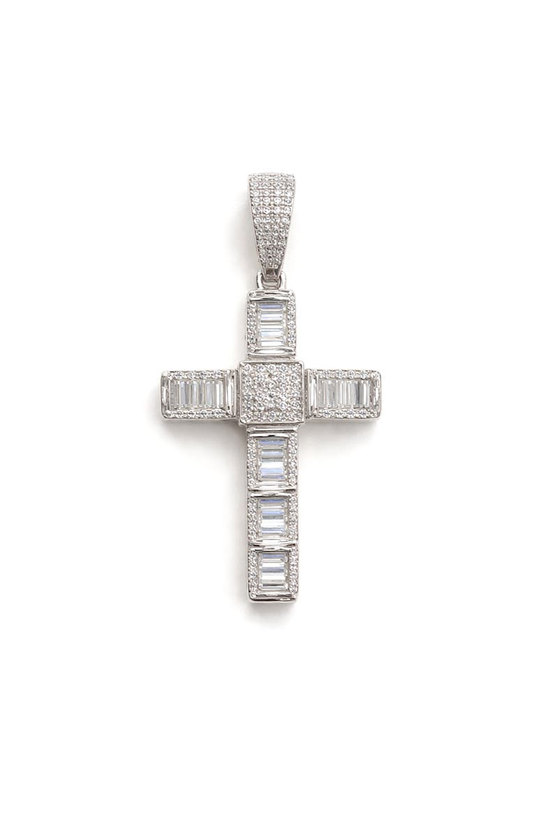 BEST SILVER Moissanite Cross Pendant, Main, color,