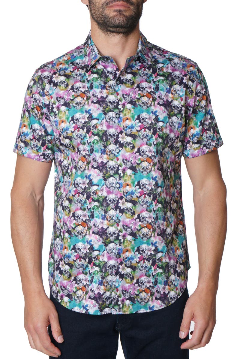 Robert Graham Perry Short Sleeve Woven Button-Up Shirt, Main, color,