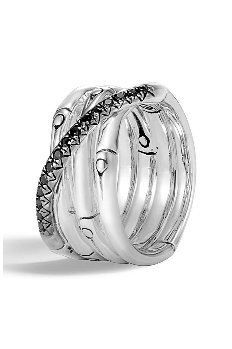 Bamboo Black Sapphire & Spinel Ring, Alternate, color, SILVER