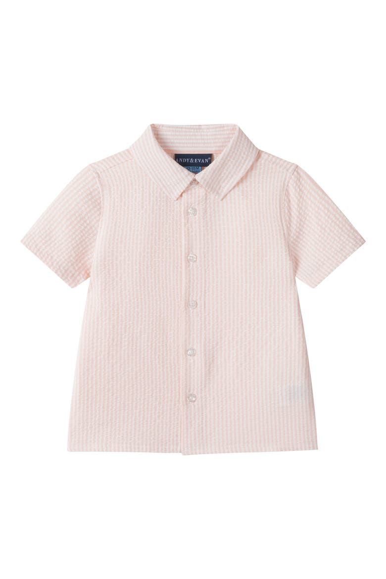 Polo & Shorts Set, Alternate, color, CORAL STRIPE