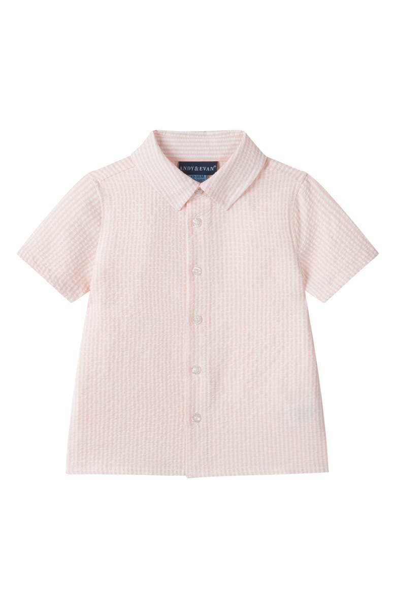 Andy & Evan Polo & Shorts Set, Alternate, color, Coral Stripe
