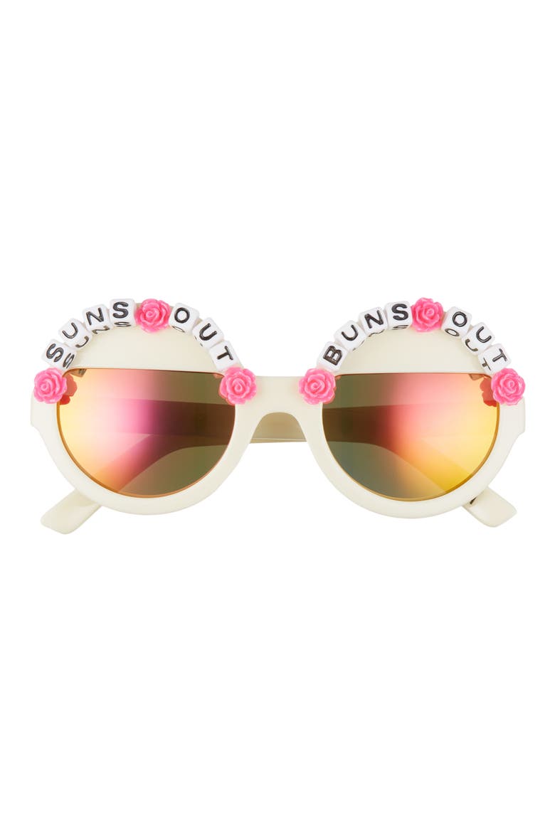 Suns Out Buns Out Round Sunglasses, Main, color, HOT PINK/ ORANGE MIRRORED