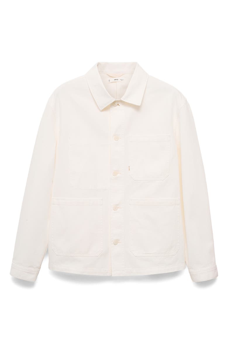 MANGO Lightweight Twill Chore Coat, Main, color, Off White