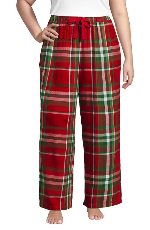 Lands' End Plus Size Flannel Wide Leg Sleep Pants In Multi