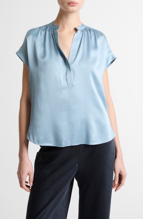 Shirred Detail Silk Top