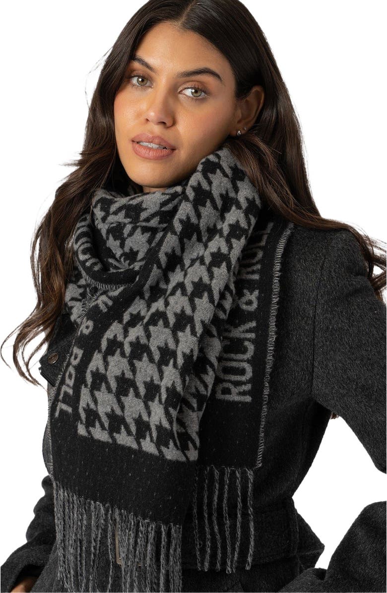 Saint + Sofia Rock Houndstooth Scarf, Alternate, color, Black/Grey
