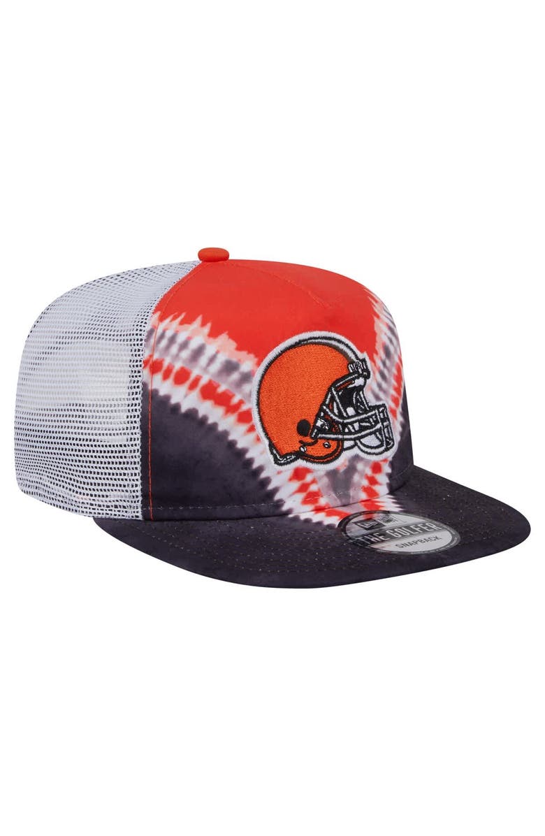 New Era Men's New Era Orange/Black Cleveland Browns Throwback Dye Golfer Snapback Hat, Alternate, color,