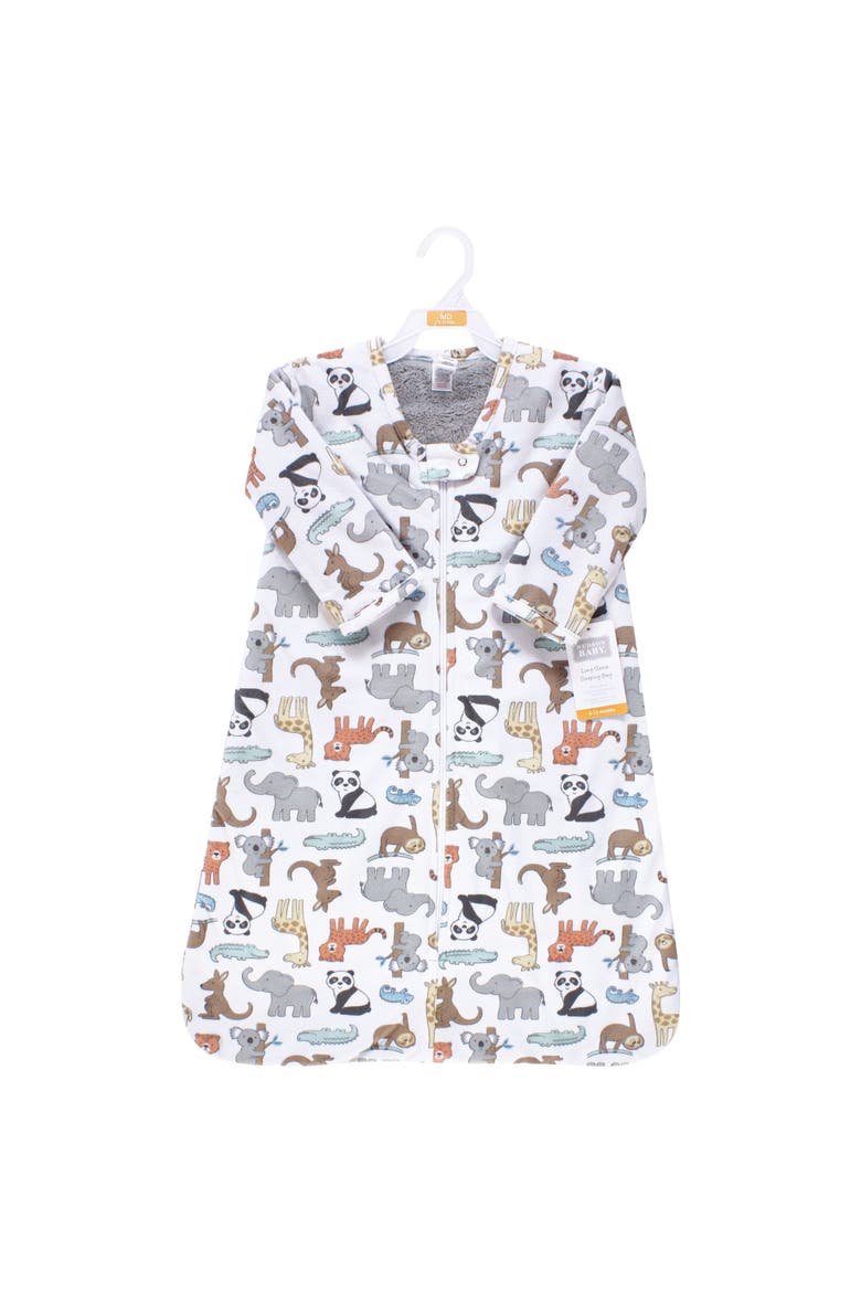Long Sleeve Plush Faux Fur Sleeping Bag, Wearable Blanket, Alternate, color, Zoo Animals