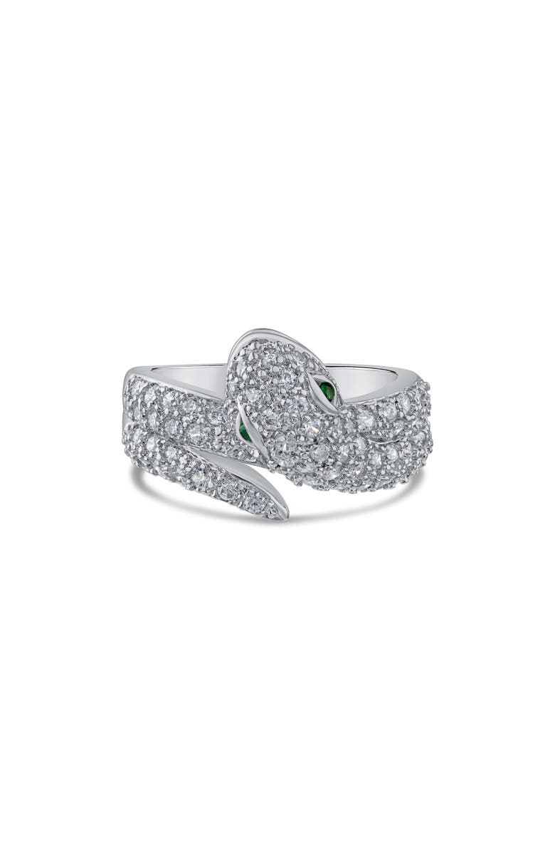 CZ by Kenneth Jay Lane Pavé Cubic Zirconia Snake Wrap Ring, Main, color, Clear Silver