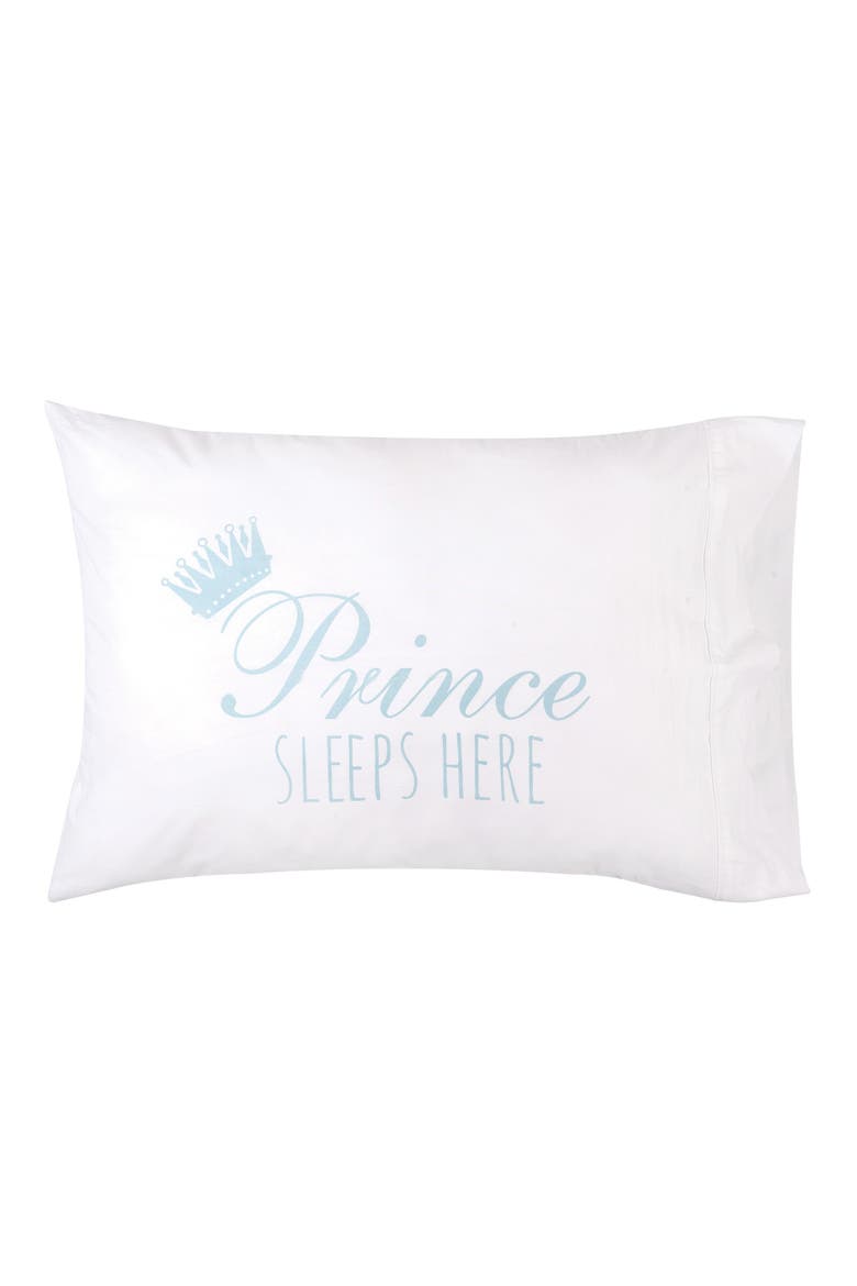 Prince Sleeps Here Decorative Pillowcase, Main, color, White