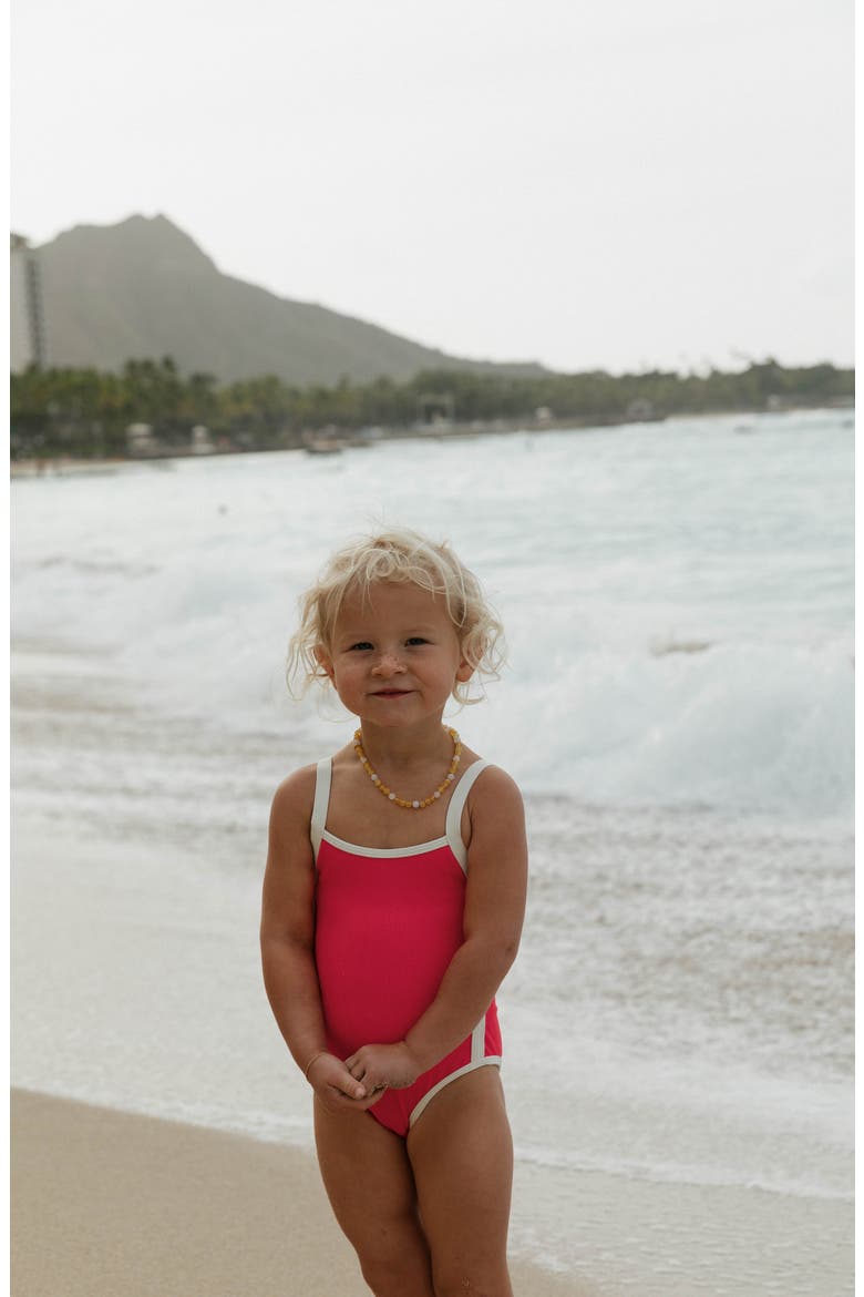 Kids' Little Beach Skipper One-Piece Swimsuit, Alternate, color, POUT/ CREAM