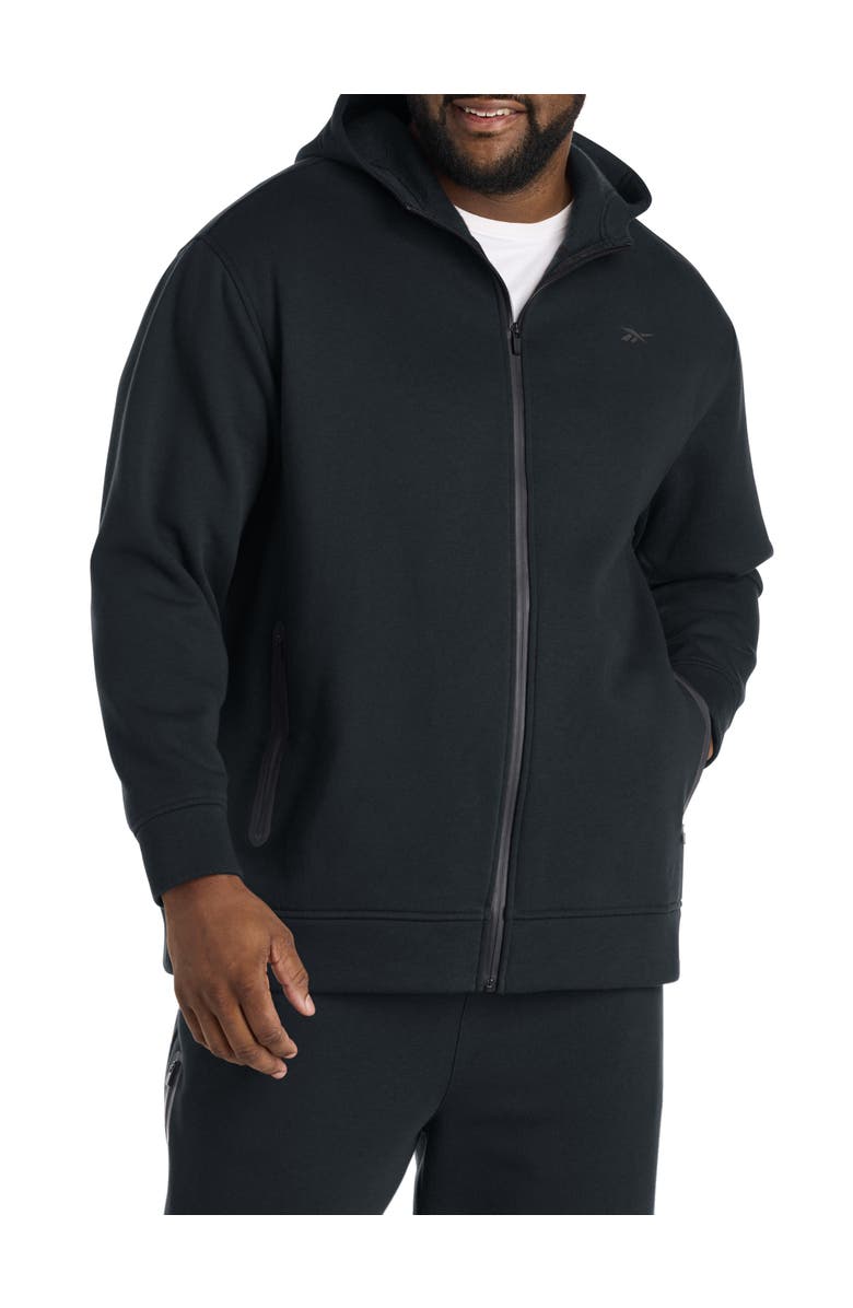 Reebok Big & Tall Performance Tech Fleece Front-Zip Hoodie, Main, color, Black