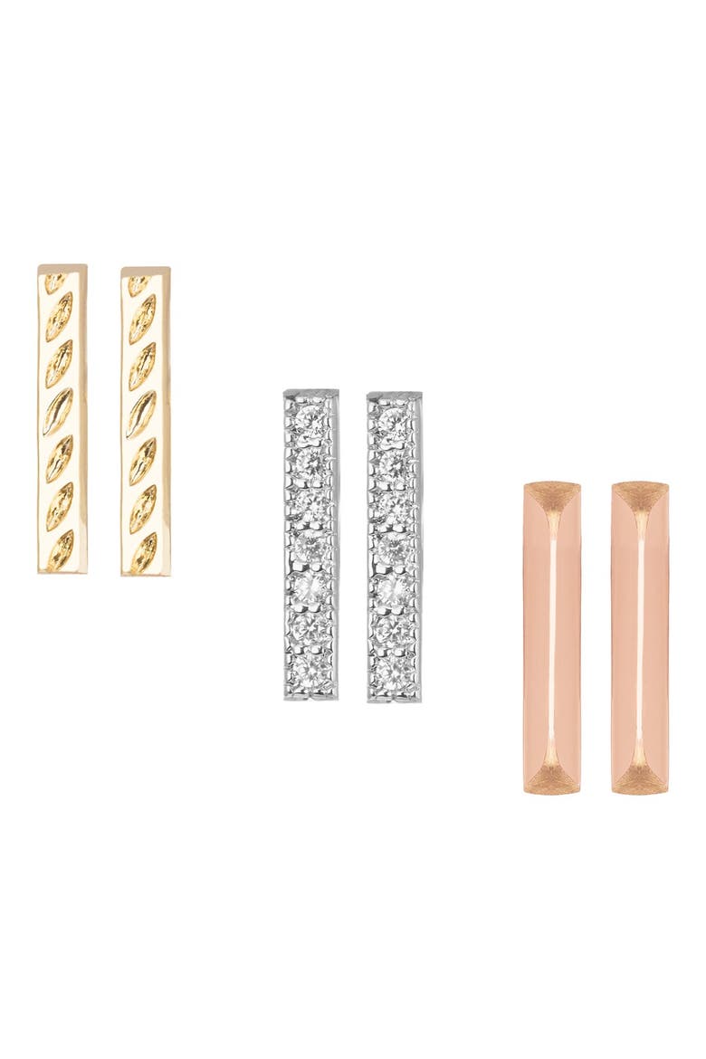 'Jo' Bar Stud Earrings, Main, color, MIXED METAL