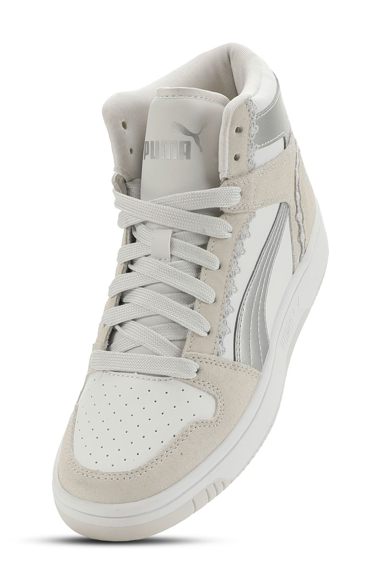 Rebound Layup Sneaker, Alternate, color, PUMA WHITE/ PUMA SILVER/ GRAY