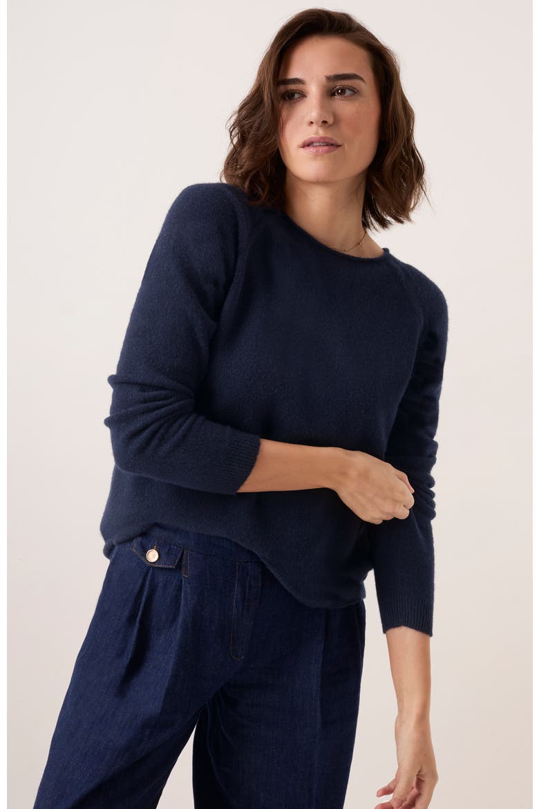 Roll Edge Crew Neck Jumper, Alternate, color, Navy