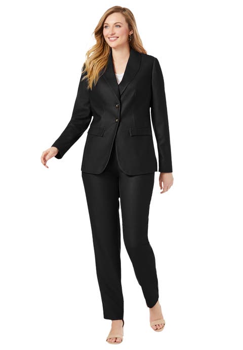 2-Piece Stretch Crepe Single-Breasted Pantsuit