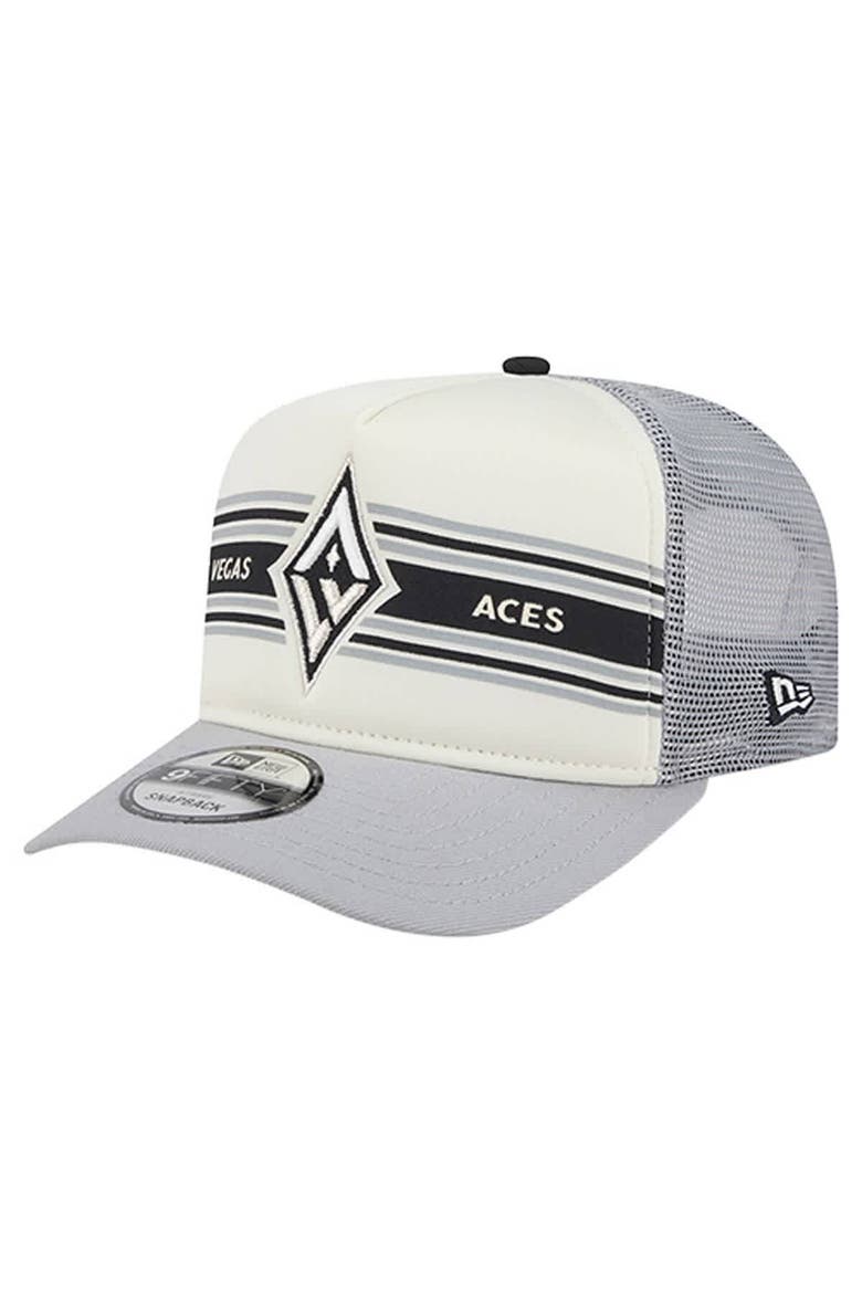 Unisex New Era  White/Gray Las Vegas Aces Banner Foam Front 9FIFTY A-Frame Adjustable Trucker Hat, Main, color, White