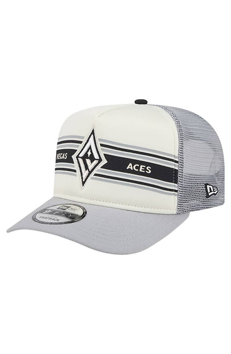 New Era Unisex New Era  White/Gray Las Vegas Aces Banner Foam Front 9FIFTY A-Frame Adjustable Trucker Hat, Main, color, White