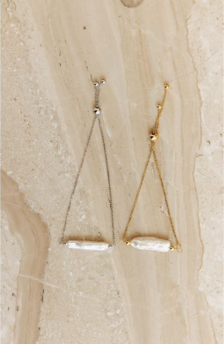 Untamed Petals Bree Baroque Pearl Bracelet, Alternate, color, Silver