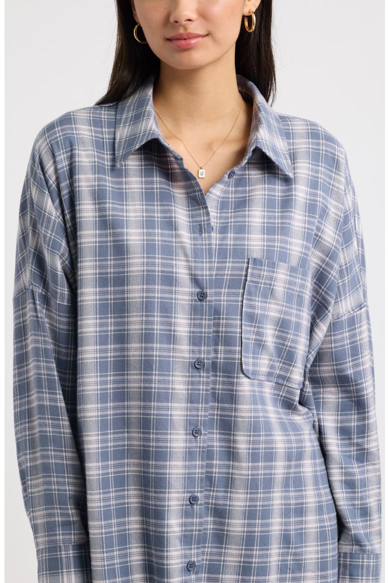 Plaid Long Sleeve Flannel Shirt, Alternate, color, BLUE PLAID