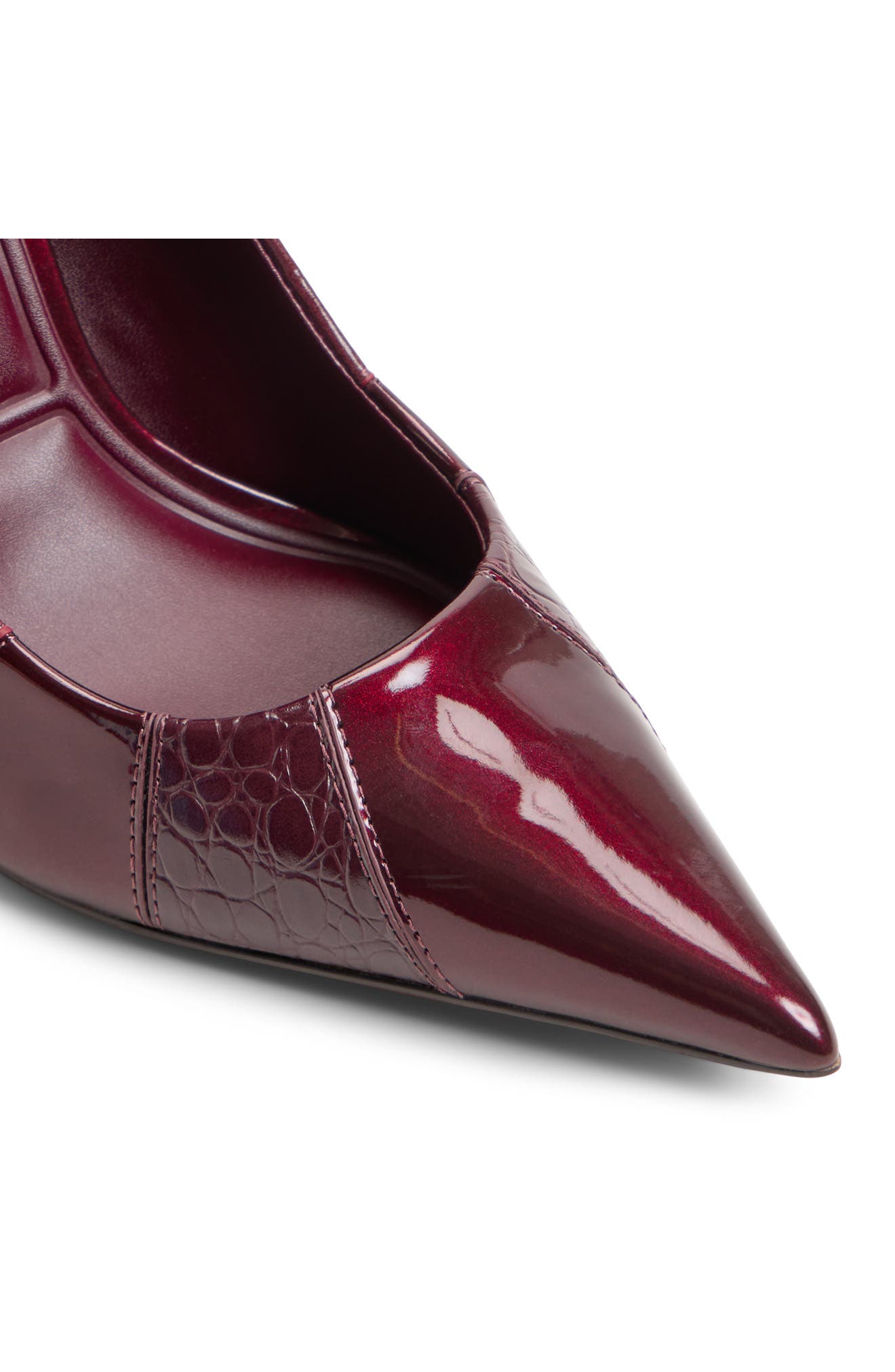 Stasyamix Croc Embossed Faux Leather Pump, Alternate, color, BORDO