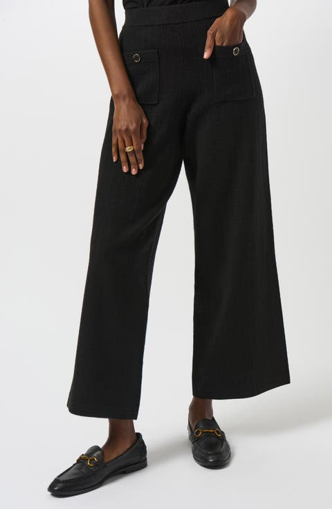 Check Knit Straight Leg Ankle Pants