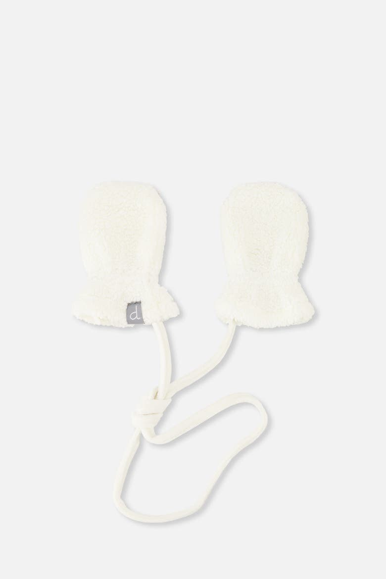 Plush Fleece Soft Lined Attached String Mittens, Main, color, Off-White