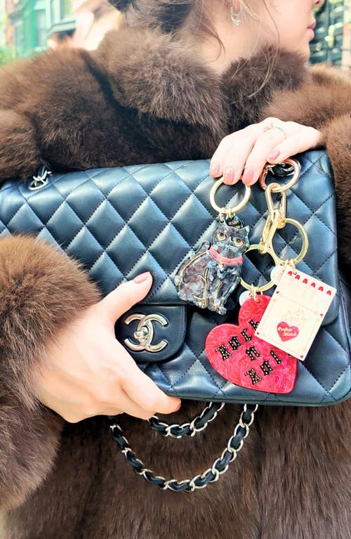 Solar Eclipse Hand Painted Matchbox Key Chain Bag Charm In Gold