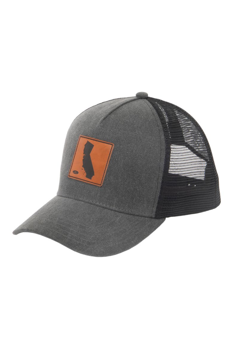 California Patch Trucker Hat, Main, color, BLACK