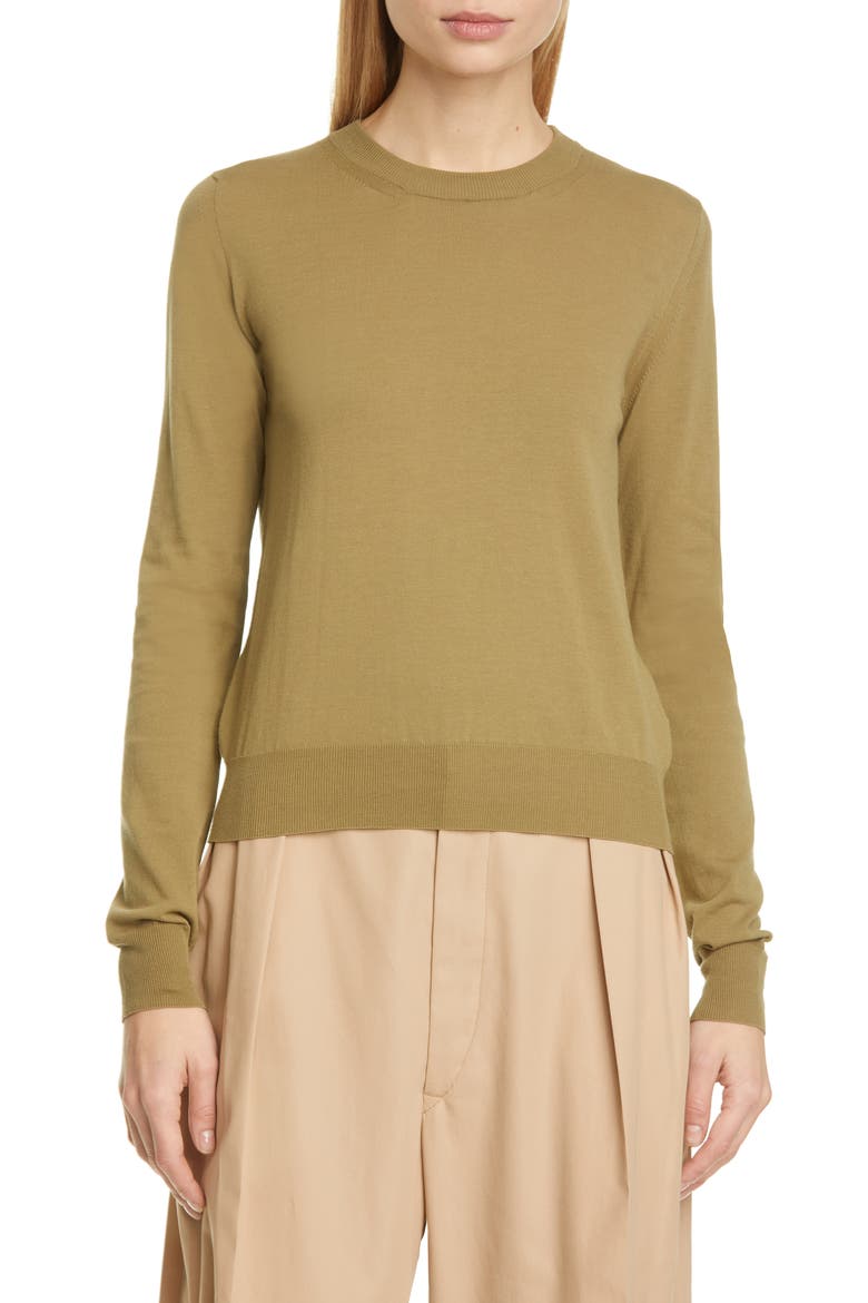Stitch Elbow Patch Cotton Sweater, Main, color, MILITARY