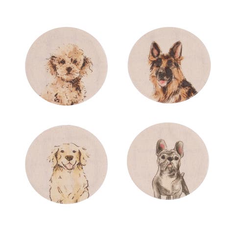 Vintage Dog Pet Cotton Set of 4 Drink Coasters 4"