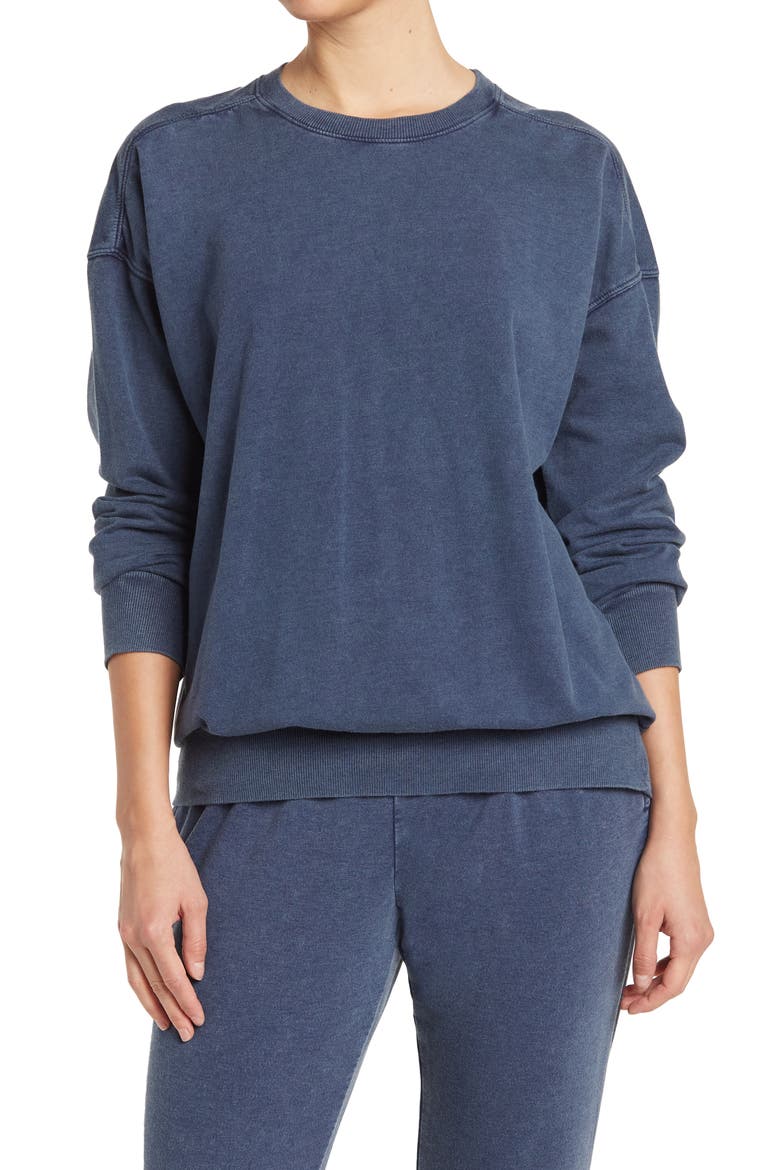 Pike Washed Crew Neck Sweater, Main, color, NAVY PEACOAT