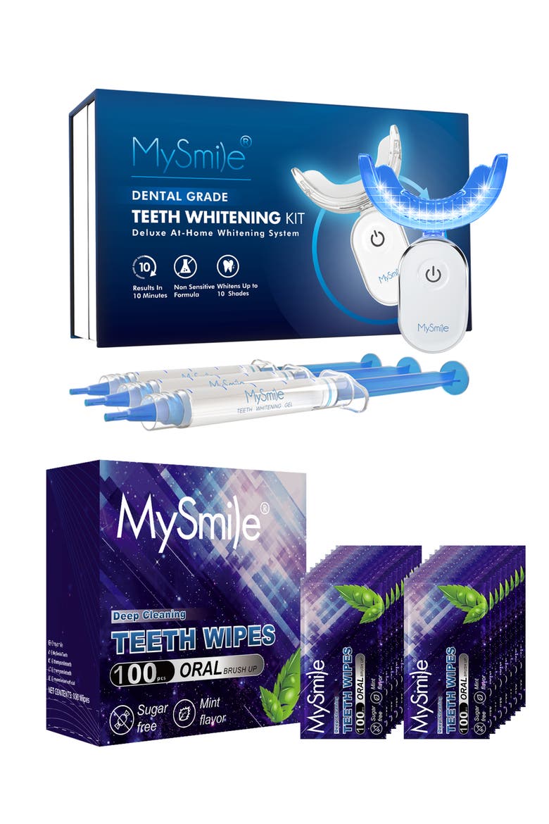 Advanced Teeth Whitening Kit With Teeth Wipes Double Pack, Main, color, Blue