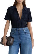 Reiss Audrey Texture Knit Button-Up Shirt