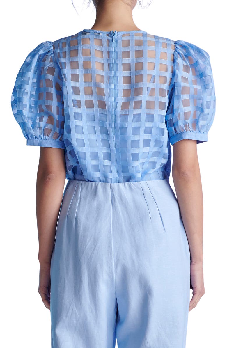 English Factory Windowpane Sheer Top, Alternate, color, Blue
