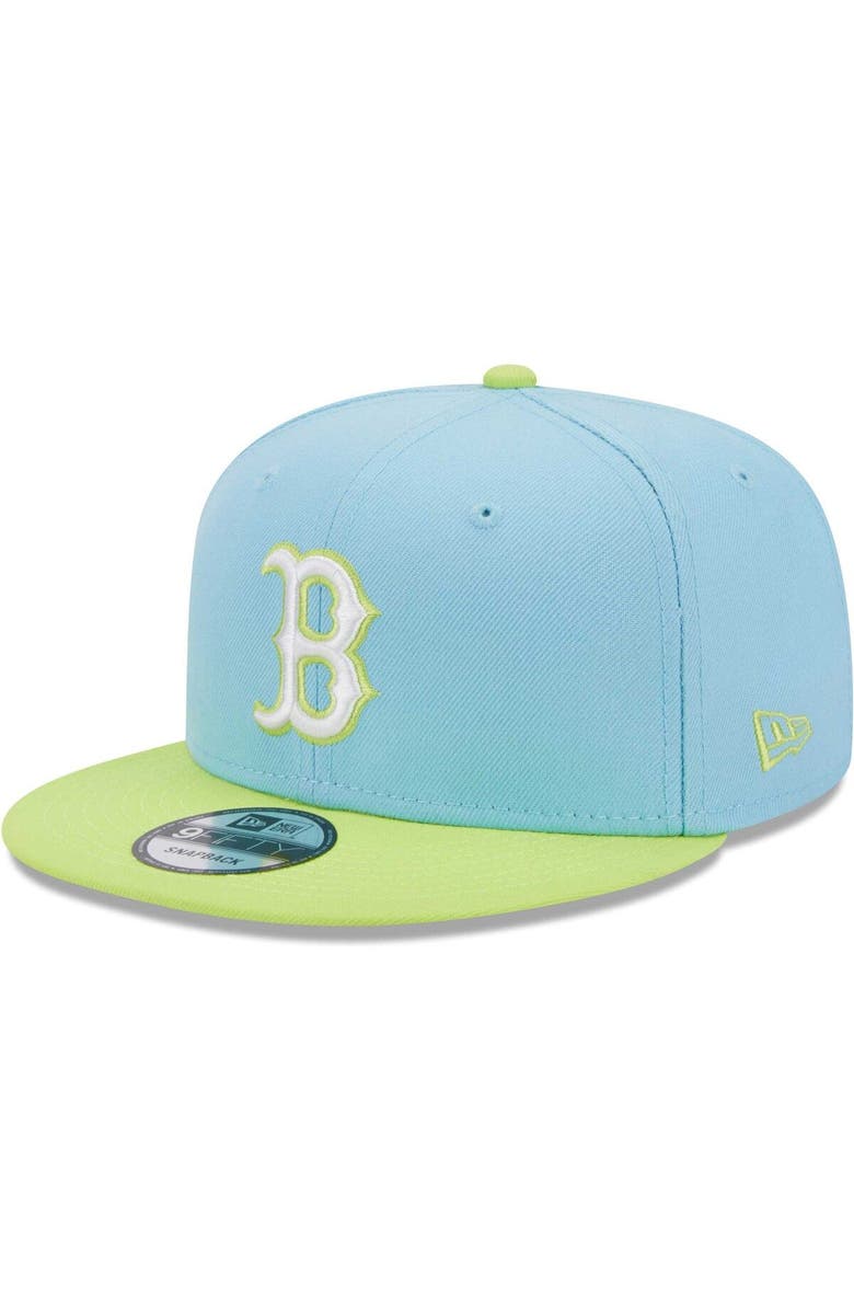 New Era Men's New Era Light Blue/Neon Green Boston Red Sox Spring Basic Two-Tone 9FIFTY Snapback Hat, Main, color, 
